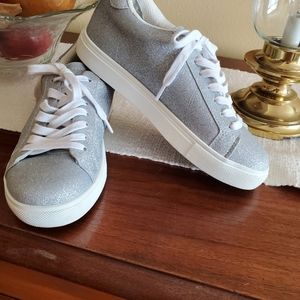 Isaac Mizrahi silver glitter sneakers